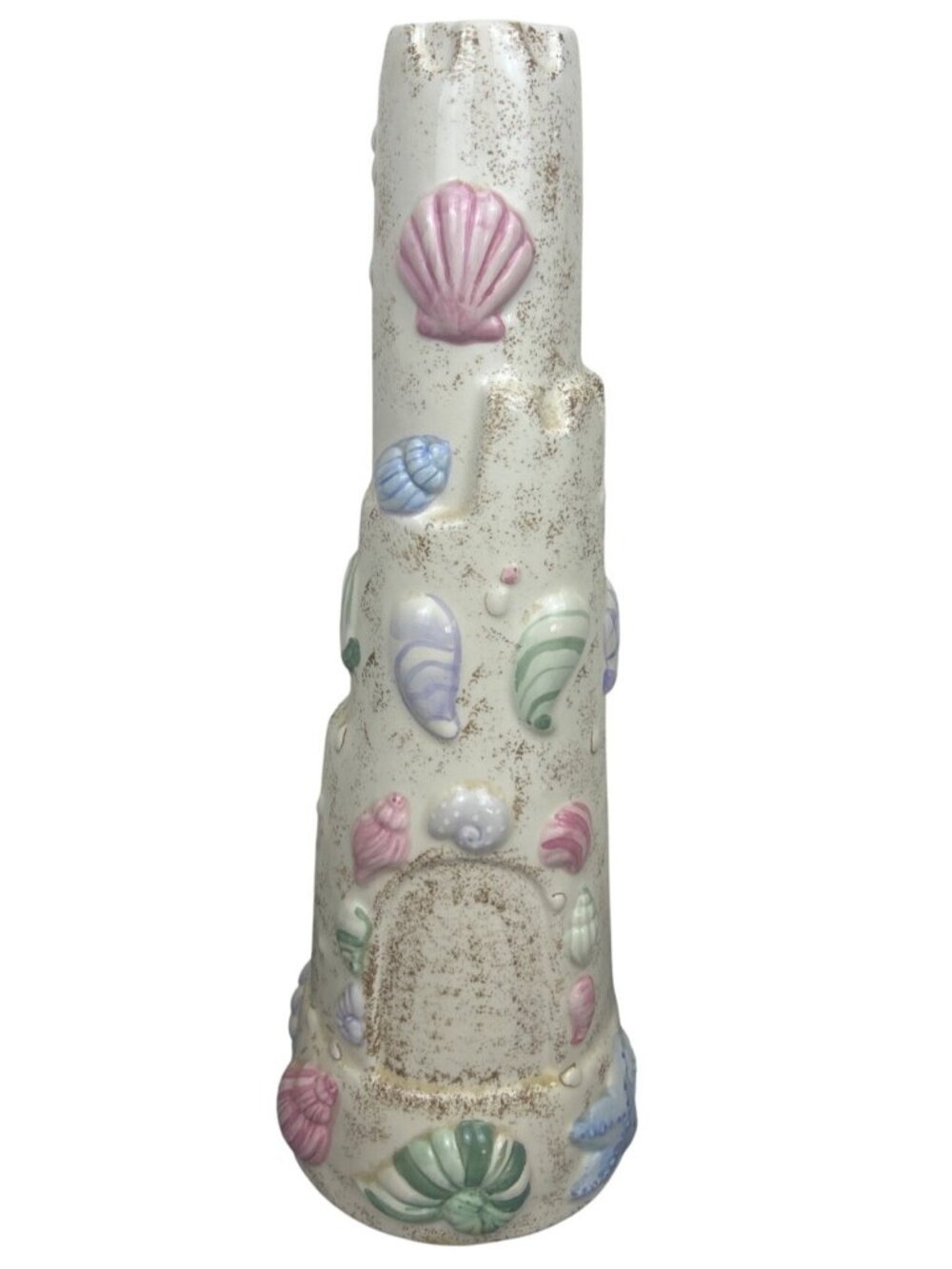 Vtg Large Ceramic Sandcastle Seashell Coastal Nautical Beach Decor Sculpture